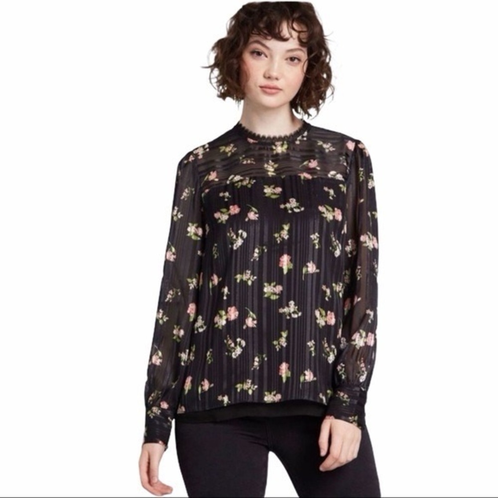 ModCloth Accentuated Ease Black Floral Print Top
